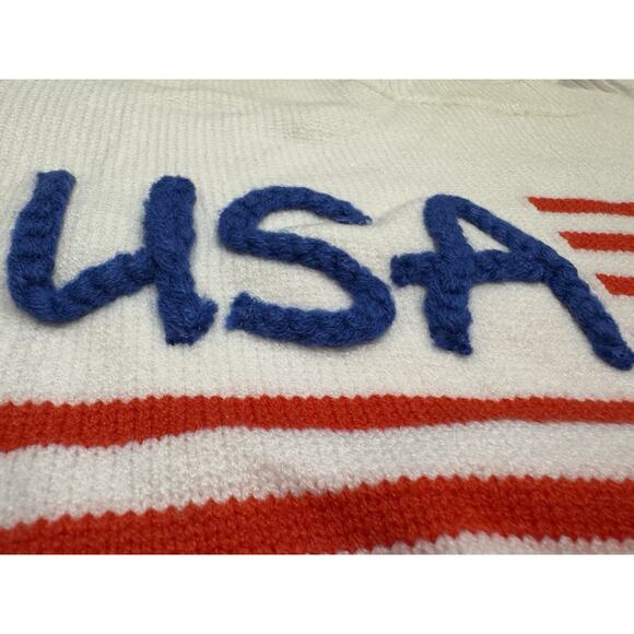 USA Red white blue flag 4th of July Sweater ruffle Pullover By Main Strip L NWT - Picture 7 of 12